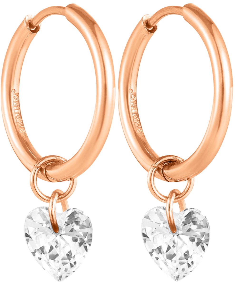 Malinsi® Oorbellen Dames Hybrid Hart - Rose Gold Plated RVS 12mm - Sieraden Oorringen Vrouw - Oorstekers meisje