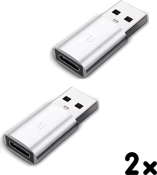 Ustratics® USB C naar USB Adapter - USB-C naar USB convertor - opzetstuk - USB 3.1 to USB C HUB - pc - laptop - USB C naar USB A female - telefoon - adapter - Grijs - 2 stuks