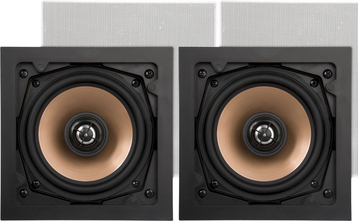 Artsound HPSQ525 5,25 inch wand- en plafondluidsprekers, 10-100 Watt, voor thuis, badkamer, keuken, kantoor, HiFi, met draaibare tweeter, alu conus, sjabloon voor installatie, vierkant, 170x170x80mm, <50m²