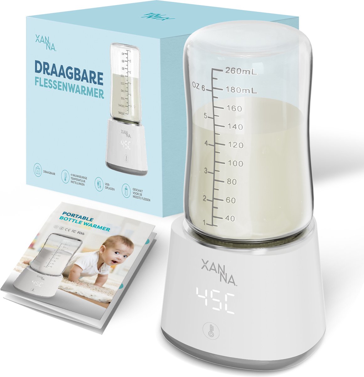 Bol.com Xanna® Draagbare Baby Flessenwarmer voor Onderweg - Geschikt voor AVENT Philips, Chicco & Dodie - Wit aanbieding