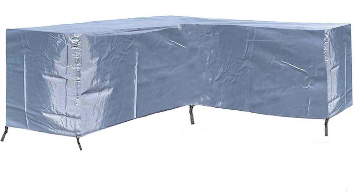 CUHOC COVER UP HOC - Diamond hoes tuinmeubelen - 255x255x100x70 cm - tuinset beschermhoes waterdicht met Stormbanden, Trekkoord en Afwaterings HOCCIE - Zilvergrijze hoes L-vormige tuinmeubel - Loungesethoes - Tuinmeubelhoes - Tuinsethoes Grijs