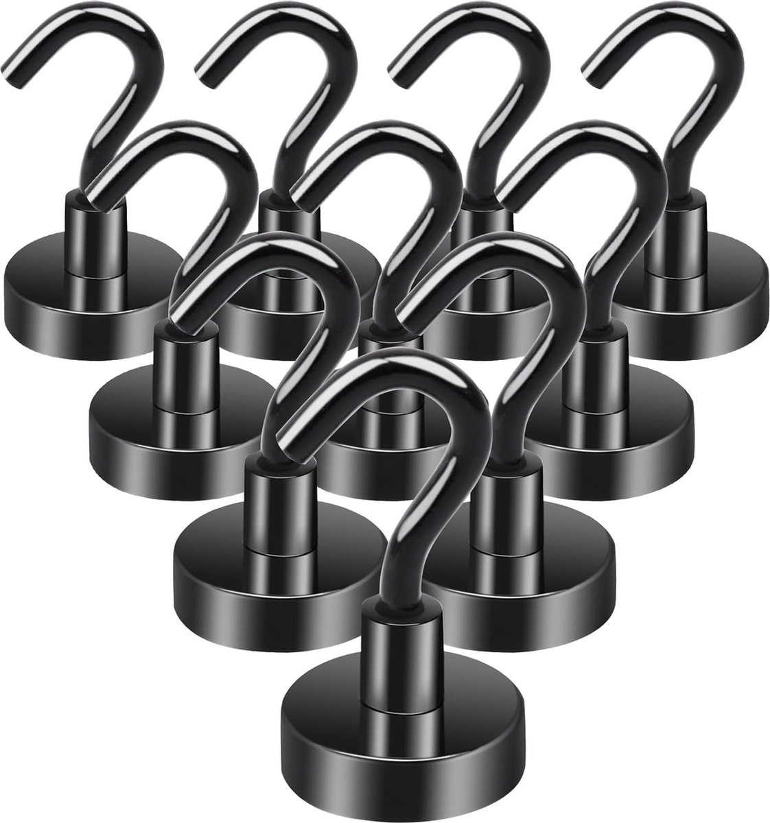 10 Stuks Magneethaken Extra Sterk 15 kg Neodymium Magneten met Haken, 20 mm
