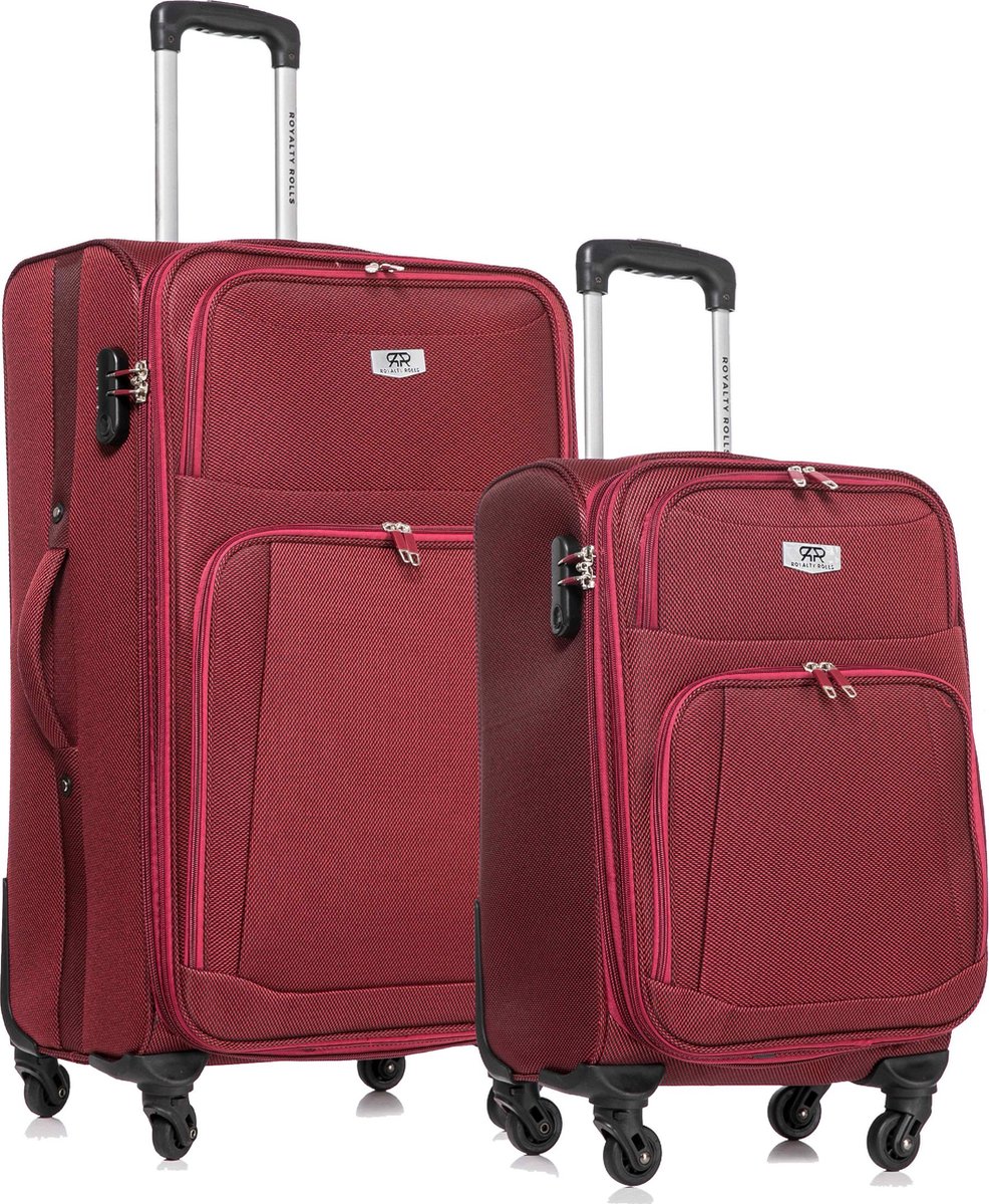 Royalty Rolls Dubai Abudabi - 2 delige Stoffen Kofferset - Expandable - Rood