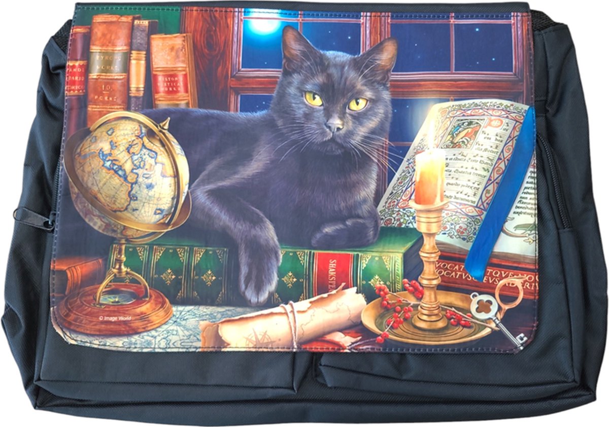 Black Cat By Candlelight Messenger Bag Big