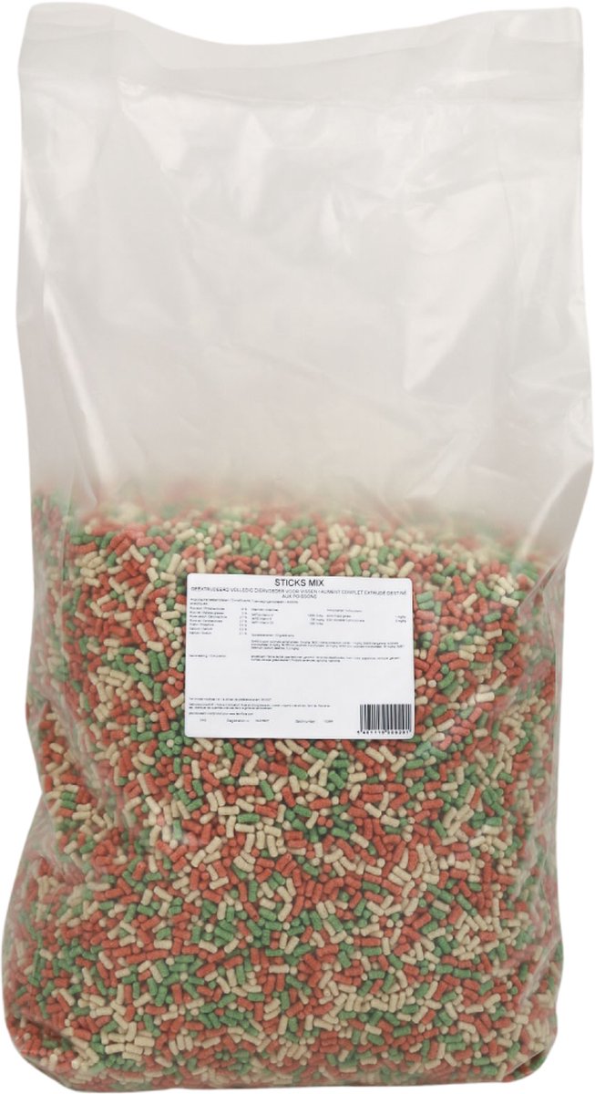 Famiflora kleurrijke Sticks Mix vijver vissenvoer - 40L (3KG) - Met spirulina - Geschikt voor verschillende vijvervissen