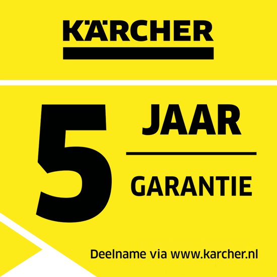 Kärcher 5 jaar garantie logo in geel en zwart.