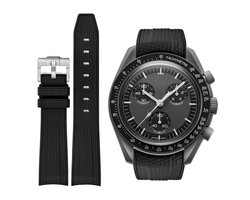 MoonSwatch - Omega - Swatch Mission on Earth - Rolex - SEIKO - Speedmaster - Rubberen horlogeband met perfecte pasvorm - 20mm - Zwart