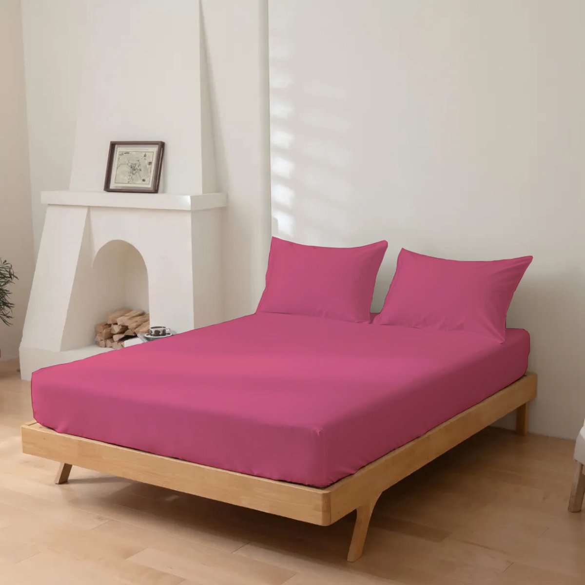 Dreamers Den - Hoeslaken - 100% Katoen Percaline - Katoen - Fuchsia - 180x200cm - 28cm Hoekhoogte