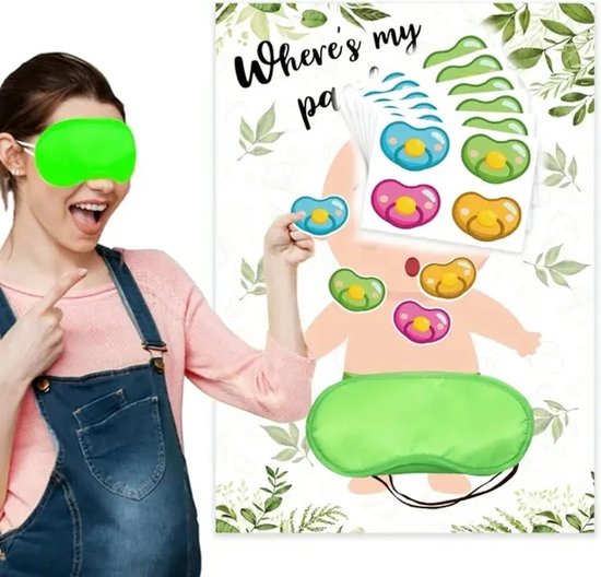 Babyshower spel Plak de Speen op de Mond van de Baby Jungle