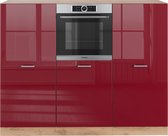 Vicco Elément de cuisine R- Line, Bordeaux brillant/chêne doré/Chêne doré puissant, 180 cm sans plan de travail
