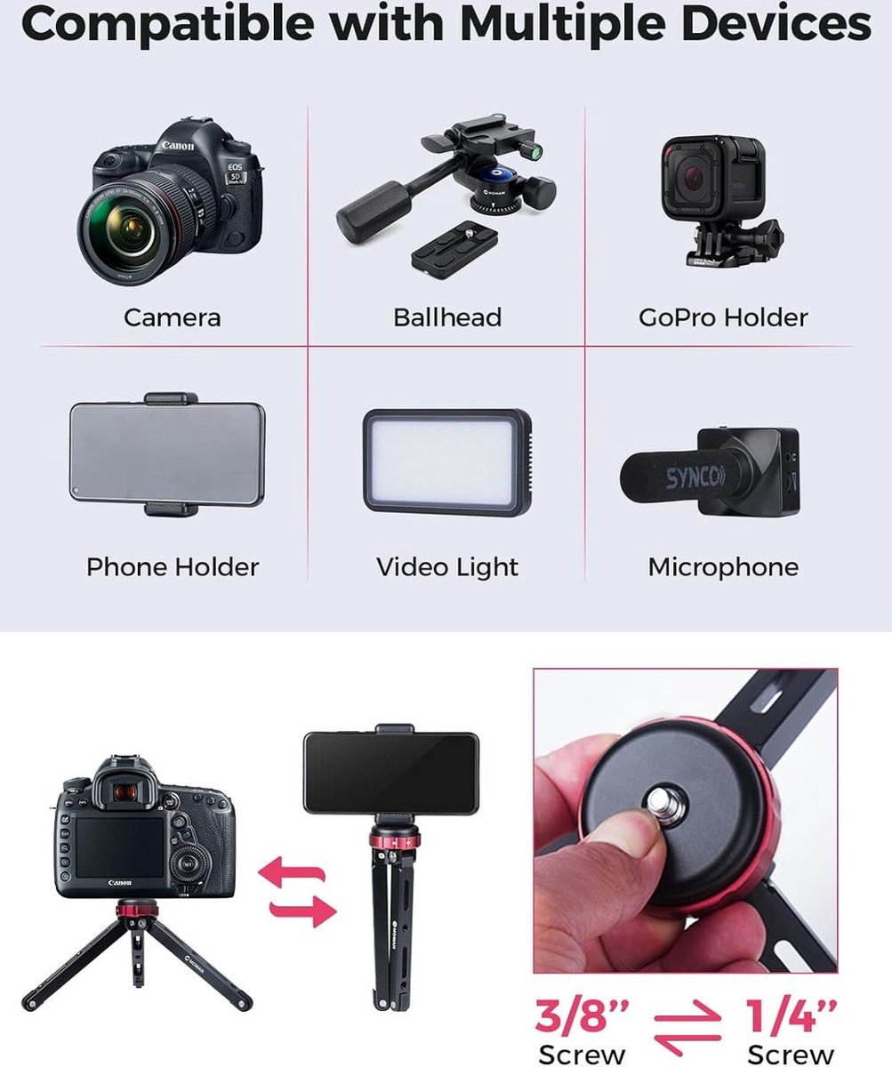 Mini Tripod Moman TR01 Small Stativ Tischstativ Klein Kamerastativ CNC Aluminium 1/4 3/8 Schraubbefestigung max.80kg Belastung für Canon Sony Nikon Panasonic DSLR Kamera Smartphone Gimbal,Schwarz Rot Mini Tripod Moman TR01 Small Stativ Tischstativ Klein Kamerastativ CNC Aluminium 1/4 3/8 Schraubbefestigung max.80kg Belastung für Canon Sony Nikon Panasonic DSLR Kamera Smartphone Gimbal,Schwarz Rot