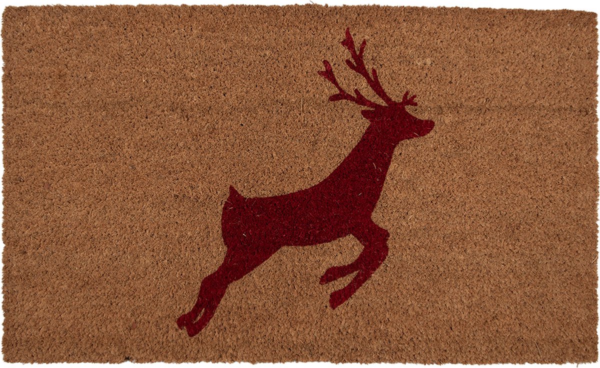 Clayre & Eef Deurmat 75x45 cm Bruin Kokos Hert