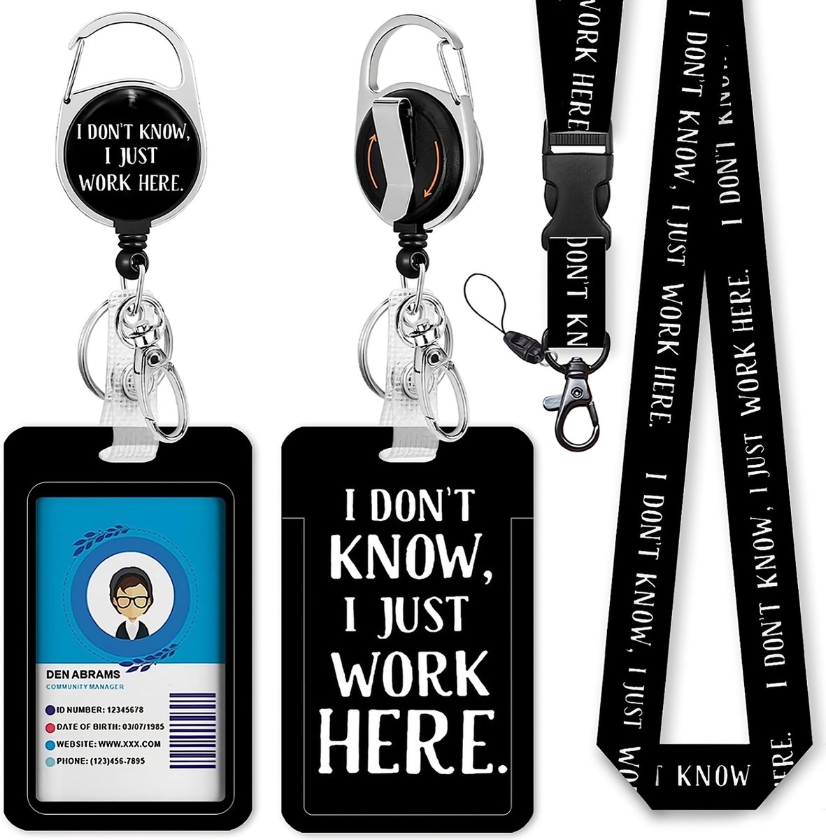 Afneembare Lanyard met Uittrekbare Badgehouder - Sleutelhanger Keycord met Clip - Trekkoord Badge Pashouder - Kaarthouder Keykoord - Intrekbare Houder voor Kaart/Sleutels - Universeel Telefoon/GSM Koord - Sleutelkoord/Nekkoord - Telefoonkoord Ketting