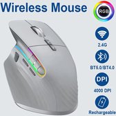 OmegaUna Draadloze Muis - Gaming mouse - Draadloos - Bluetooth - USB-C - 6 knoppen - RGB
