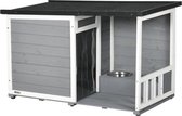 Hondenhok - Buiten - Bench - Ren - Weerbestendig - Kennel - Rek - Grijs