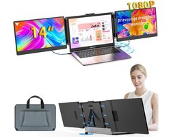 Professionele Portable Monitor Pro 2024 - Full HD - 13” / 17.4” Tri-Screen - Laptop Scherm Uitbreider - Inclusief Beschermhoes en Kabels - Zwart