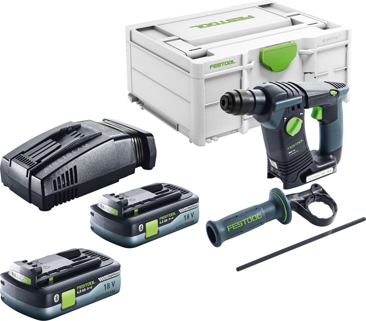 Festool BHC 18-Basic accuklopboormachine 18 V 1 8 J SDS Plus Brushless + 2x accu 4.0 Ah + snellader + systainer