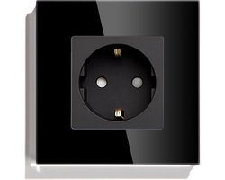 SmartElektro - Enkelvoudig stopcontact - Glas - Zwart