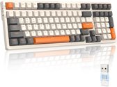 OmegaUna Mechanisch Keyboard 90% - USB - Qwerty - Bluetooth - Draadloos - Gaming toetsenbord - Oranje/wit