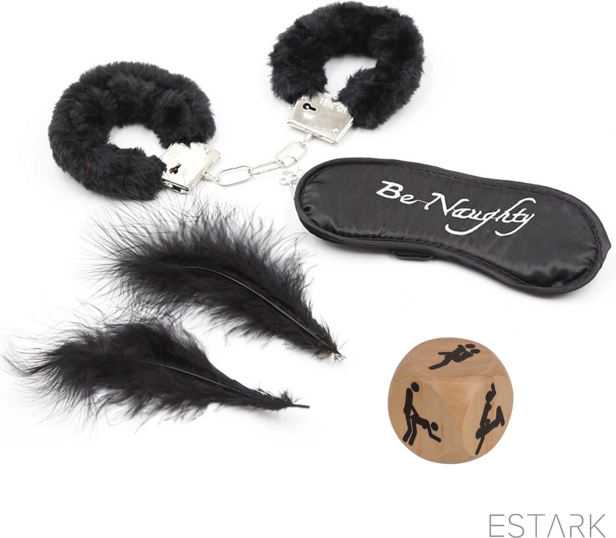 Goedkoopste ESTARK® BDSM bondage Set - SM Handboeien - Doe Dobbelsteen - Zweep / Veer / Zweepje - Bondageset - Erotische Blinddoek - Oogmasker - Sex Toys - Seksspeeltjes Voor Koppels - Handcuffs - Bondage Sex Seks - Zwart