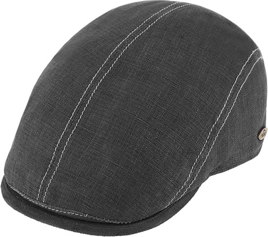 Flatcap linnen met contrasterende stiksels UV-bescherming 62cm