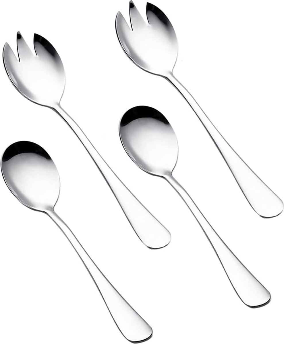 Salatbesteck Edelstahl, Salat Besteck, 4 Stück Salatbesteck, Servierbesteck, Göffel Edelstahl