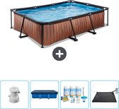 EXIT Rechthoekig Wood Frame Zwembad - 300 x 200 x 65 cm - Inclusief Pomp Afdekzeil - Onderhoudspakket - Solar Mat - Nu extra voordelig