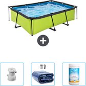 EXIT Rechthoekig Lime Frame Zwembad - 220 x 150 x 65 cm - Inclusief Pomp - Solarzeil - Chloor - Nu extra voordelig