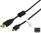 OneOne 1,8m Mini USB kabel. Extra sterke laadkabel. Stevig oplaadkabel snoer past op JVC GR- D650U, D70, D70U, D71, D71U, D72, D72U, D73, D73U, D74, Mini DV D74U, D790U, D290U, D295, D295U