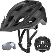 Bol.com Suotu Fietshelmen met afneembaar vizier - LED-verlichting - lichtgewicht - Zwart - Maat L - 59-61 CM aanbieding