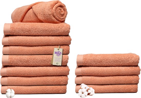 Miss Towels - Hotelhanddoek - Zalm - 70x140 - 8+4 Bundel