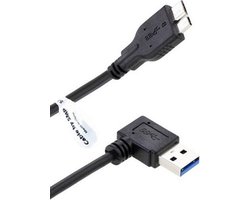 OneOne 0,20m Micro USB 3.0 kabel. Haaks rechts. Micro USB B datakabel past op Externe harde schijf van Seagate, LaCie, Toshiba, Verbatim, Transcend, Adata, Buffalo, WD Elements / Western Digital