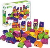 BiOBUDDi Bouwset met basisplaat - Bouwspeelgoed - Biologisch plastic - Passend op Lego Duplo - Inclusief stickervel - CO2 Neutraal + 100% Recyclebaar