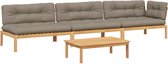 vidaXL - 4-delige - Loungeset - pallet - met - kussens - massief - acaciahout