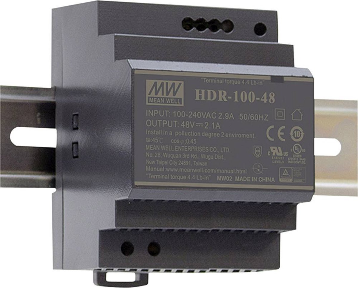 Mean Well HDR-100-12N DIN-rail netvoeding 12 V/DC 7.5 A 90 W Aantal uitgangen: 1 x Inhoud: 1 stuk(s)