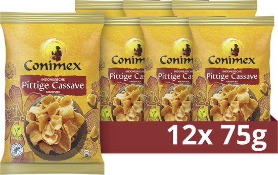 Conimex Kroepoek - Pittige Cassave - 12 x 75 g - Voordeelverpakking