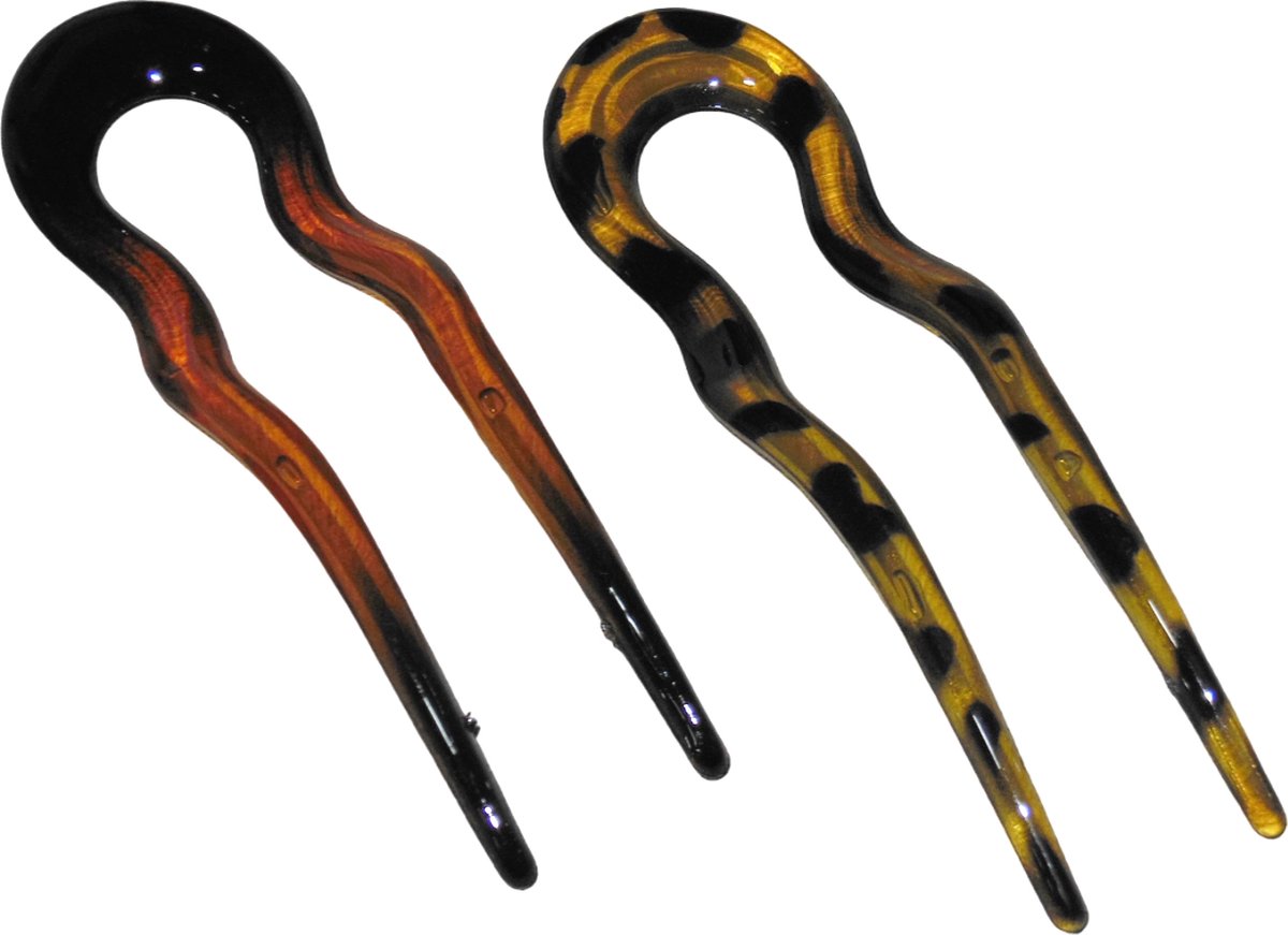 Haarpinnen bruin-lichtbruin set van 2 stuks - lengte 13 cm / breedte 4 cm