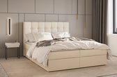 InspireME - Boxspring Bed 05 - Luxe en Comfort - Inclusief Topmatras - Verkrijgbaar in Meerdere Maten - Boxspringbed 05 (Beige - Hugo 01, 180x200 cm)