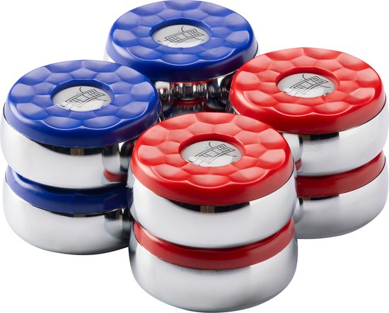 Foto: Shuffleboard pucks set 4 x blauw en 4 x rood