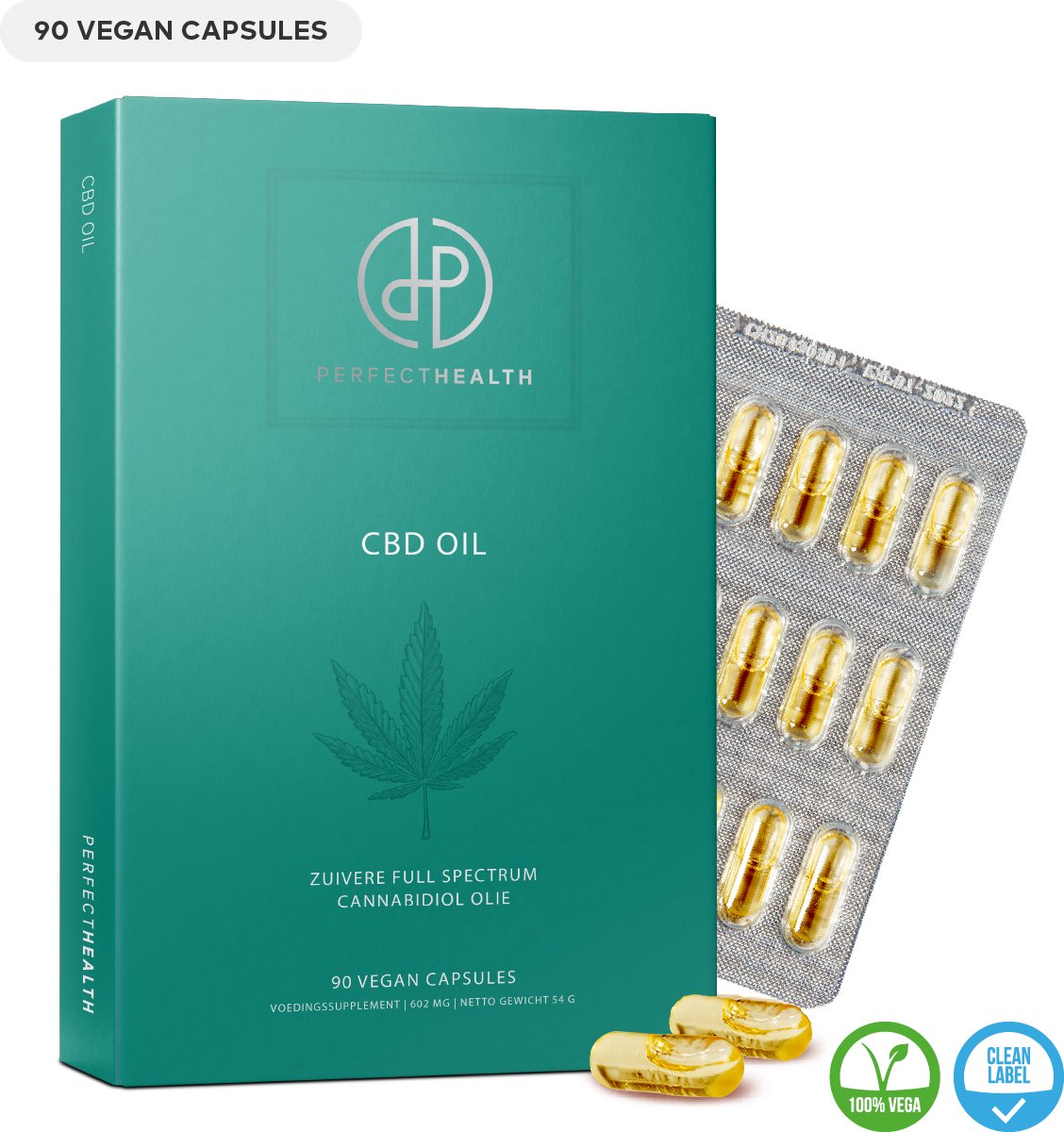 Goedkoopste Perfect Health - CBD Olie Capsules 6,4 mg - Goed voor Cholesterol en Bloedsuiker - 90 Stuks - Vegan Cannabidiol Supplement