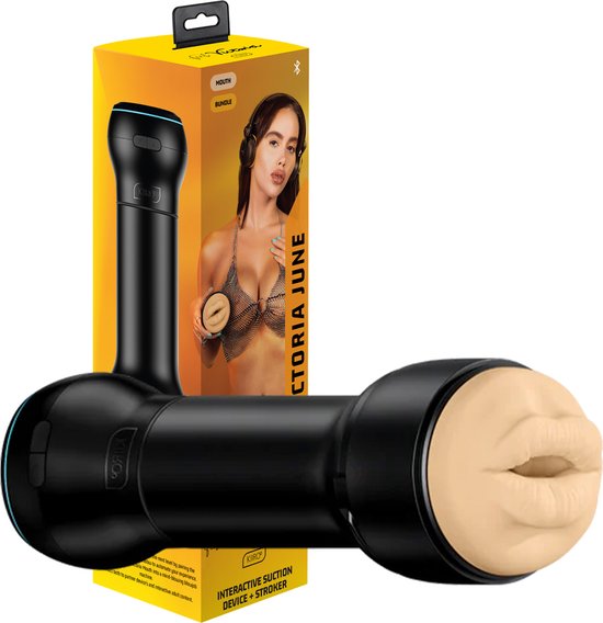 Foto: Kiiroo powerblow met victoria mouth automatische blowjob masturbator voor man connect met adult content voor een interactieve ervaring via feelme ai instelbare intensiteit