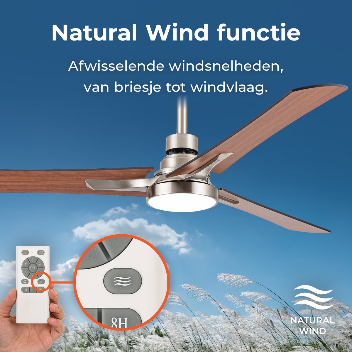 Goedewaere Plafondventilator - Met Afstandsbediening - Zilver - 2 Kleuren Bladen - Met lamp - Fluisterstil - Timer - Ideaal voor slaapkamer - Ventilator plafond - Verlichting - Plafondlamp thumbnail 5