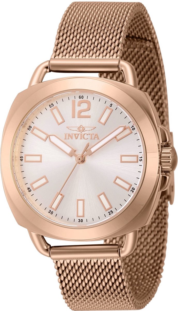Invicta Wildflower 46339 Dames Horloge - Waterdicht - Analoog - Quartz Uurwerk - Roestvrij Staal met zilveren Wijzerplaat - 32mm