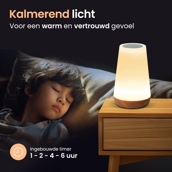 Oplaadbaar nachtlampje kinderen - Afstandsbediening - 16+ kleuren - Tijdfunctie - Wake-up Light - Sfeerlamp - Camping lamp - Leeslamp - Tafellamp slaapkamer - Nachtlampje volwassenen - Touch bediening- 15CM - Dimbaar - Draadloos - Nachtlampje baby van A3A ACADGQ — afbeelding 3