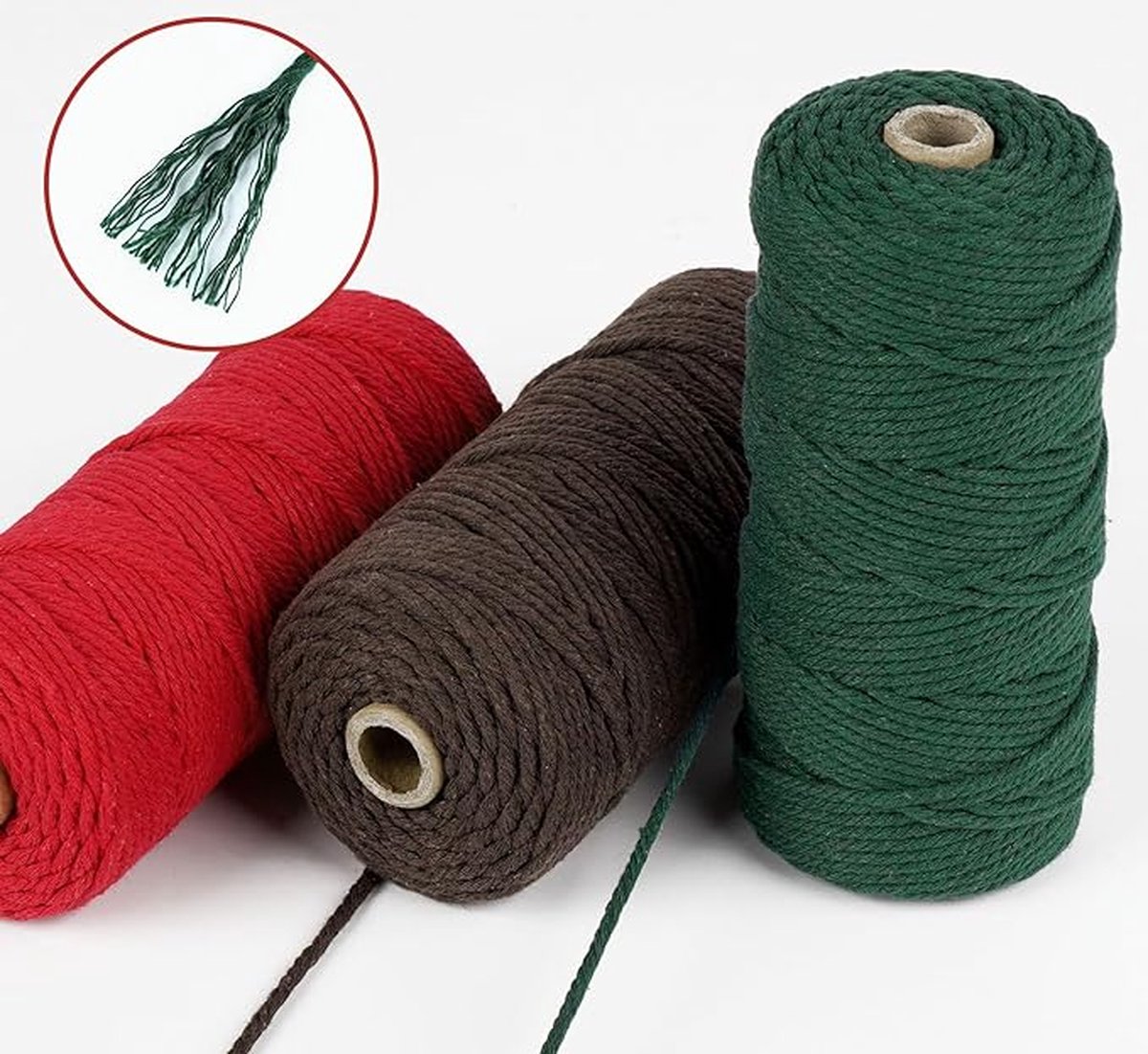 Macramé garen set Katoenen koord voor doe-het-zelfprojecten Gemaakt van 100% natuurlijk katoen 3 x 100 m 3