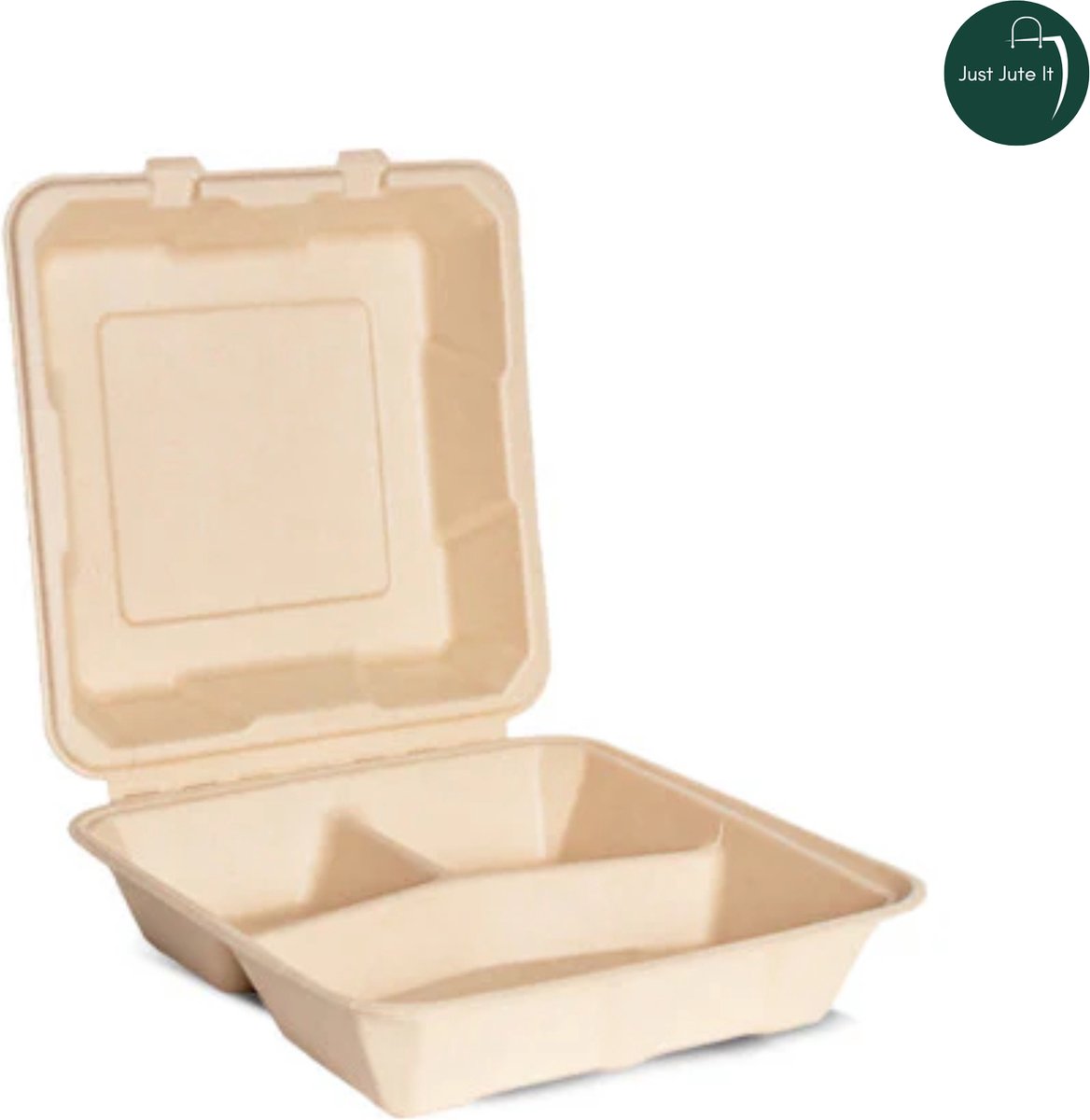 Composteerbare, op planten gebaseerde 9 inch Bagasse Square 3 Compartiment Clamshell 50 Count