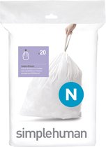 Simplehuman Code N Sacs poubelle - 45 litres - 20 pièces - avec lien de serrage - Blanc