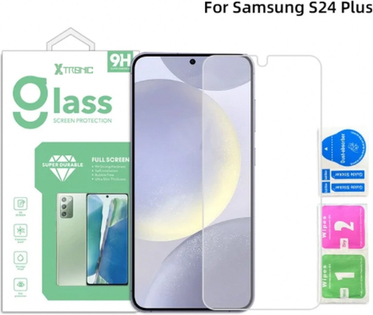 Screenprotector geschikt voor Samsung S24 Plus - Extra Sterk en Veilig 9H Geharde Glasbescherming