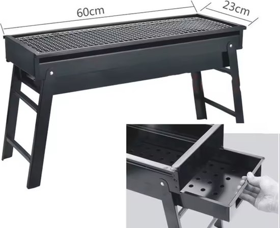 Tafel BBQ - Houtskool barbecue - Opvouwbare inkapbare ruime tafel BBQ voor camping reizen vakantie compact - opvouw inklap reis kolen BBQ van Moa. — afbeelding 2