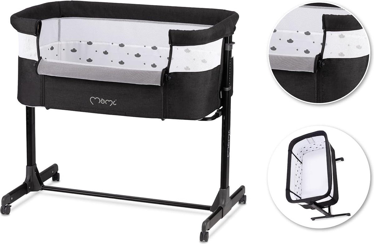Co-Sleeper Momi Revo Light Grey | Van Asten Babysuperstore Co-Sleeper Momi Revo Light Grey | Van Asten Babysuperstore